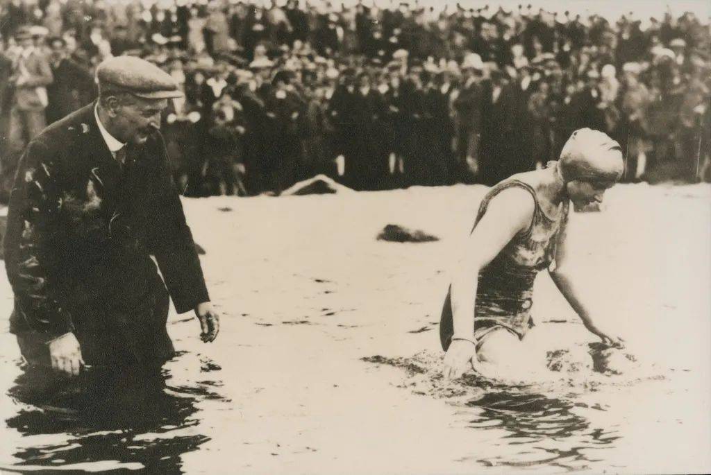 Mercedes Gleitze wearing the Rolex Oyster while swimming the English Channel.